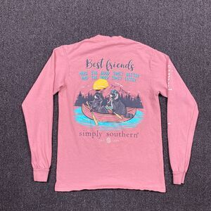 Simply Southern T Shirt Best Friends Women’s Long Sleeve Pink Size Small